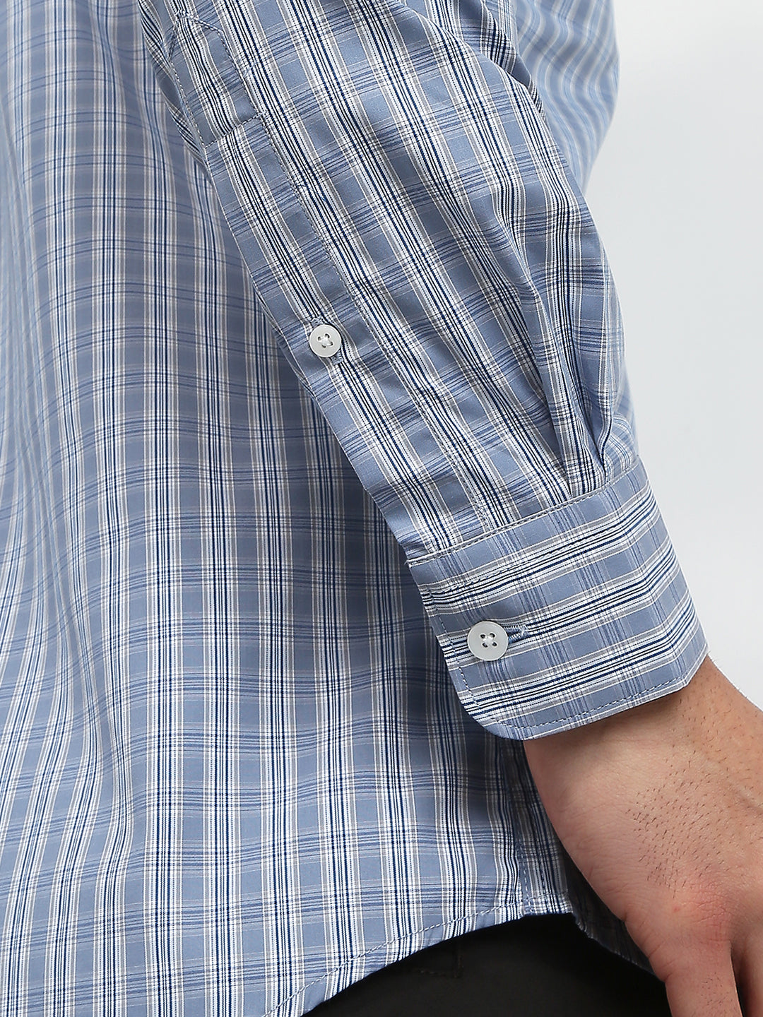 Park Avenue Men Blue Checks Slim Fit Cotton Casual Shirt