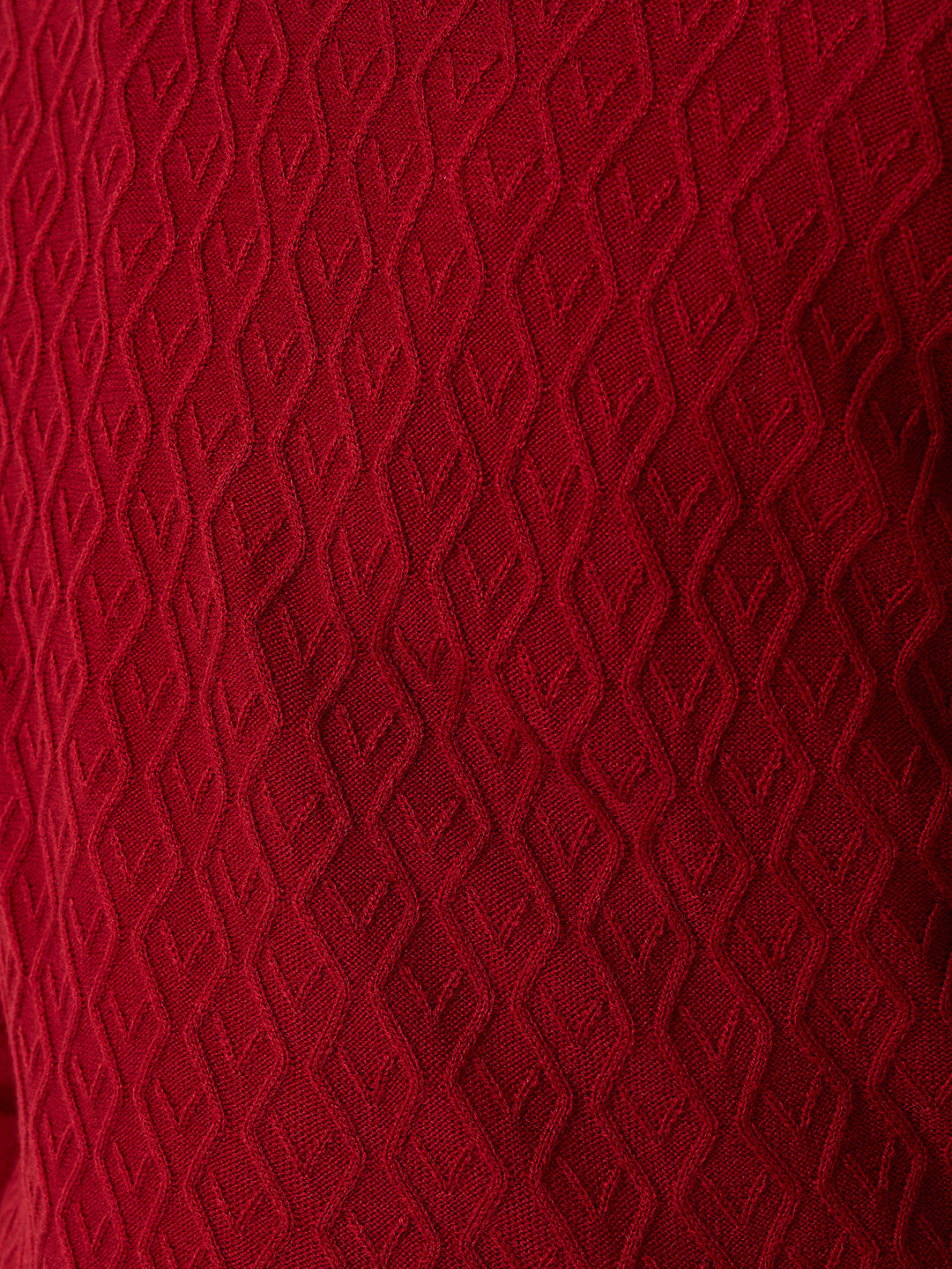 Park Avenue Men Red Structure Regular Fit Acrylic Sweater