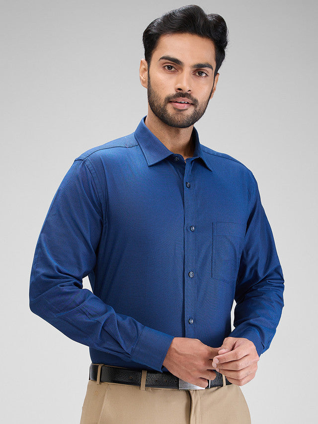 Park Avenue Blue Structure Regular Fit Cotton Formal Shirt