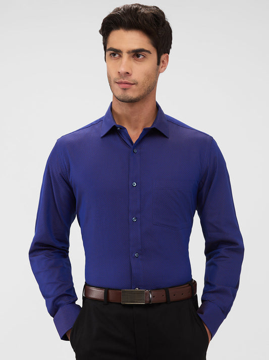 Park Avenue Men Blue Structure Regular Fit Cotton Shirt
