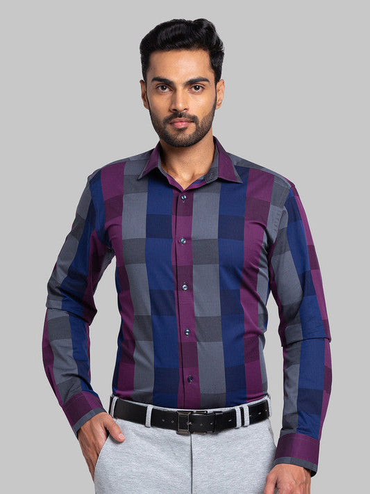 Park Avenue Men Purple Self Design Slim Fit Cotton Formal Shirt