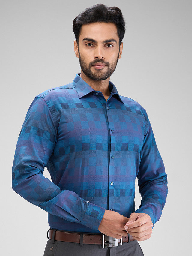 Park Avenue Blue Structure Slim Fit Cotton Formal Shirt