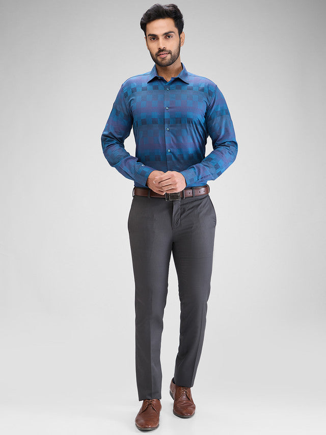 Park Avenue Blue Structure Slim Fit Cotton Formal Shirt