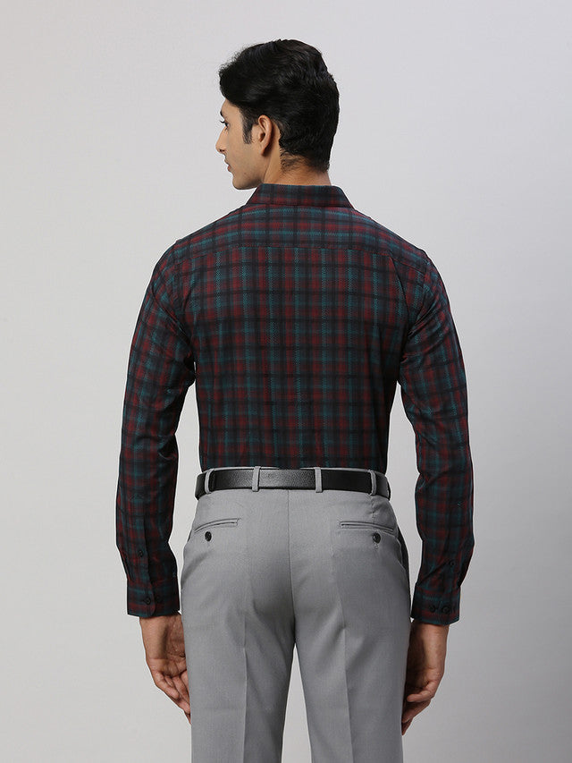 Park Avenue Men Green Self Design Slim Fit Cotton Formal Shirt