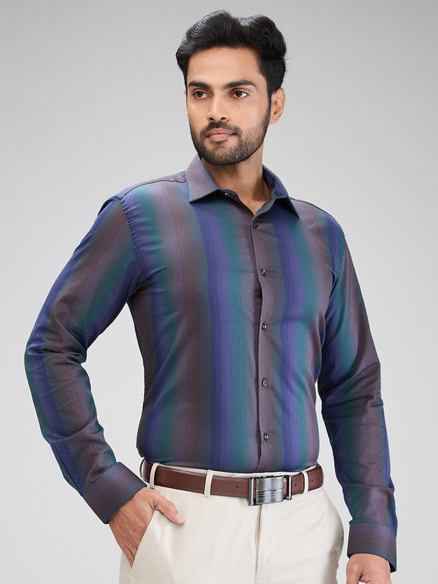 Park Avenue Brown Structure Slim Fit Cotton Formal Shirt