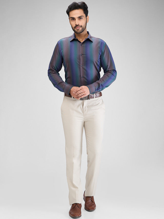 Park Avenue Brown Structure Slim Fit Cotton Formal Shirt