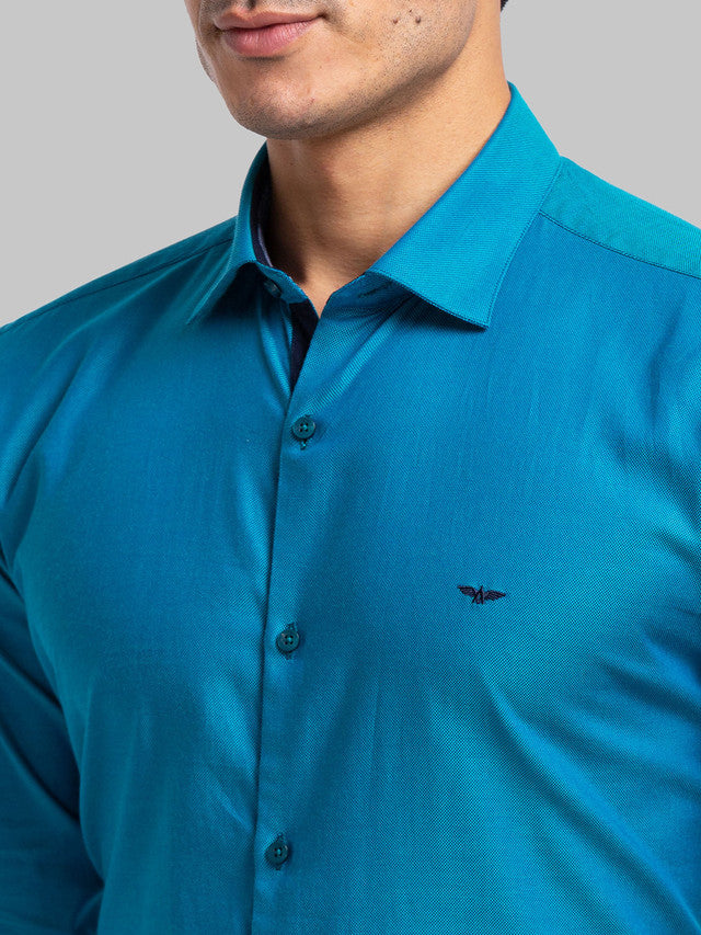 Park Avenue Blue Structure Slim Fit Cotton Formal Shirt