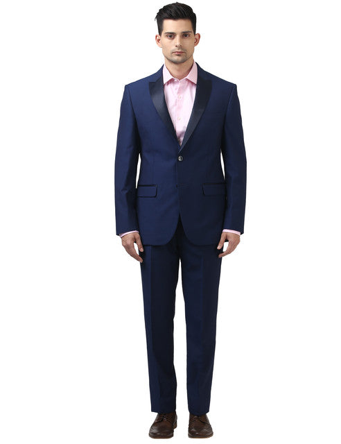 Park Avenue Men Blue Regular Fit Polyester Blend Suit