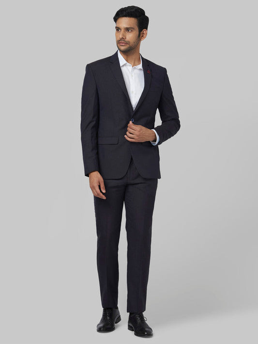 Park Avenue Blue Solid Super Slim Fit Polyester Blend Suit
