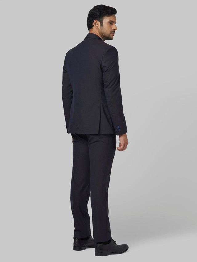 Park Avenue Blue Solid Super Slim Fit Polyester Blend Suit