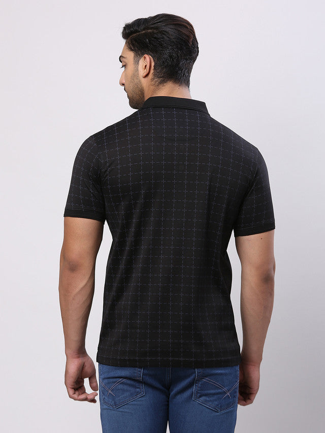 Park Avenue Black Printed Slim Fit Cotton T-Shirt