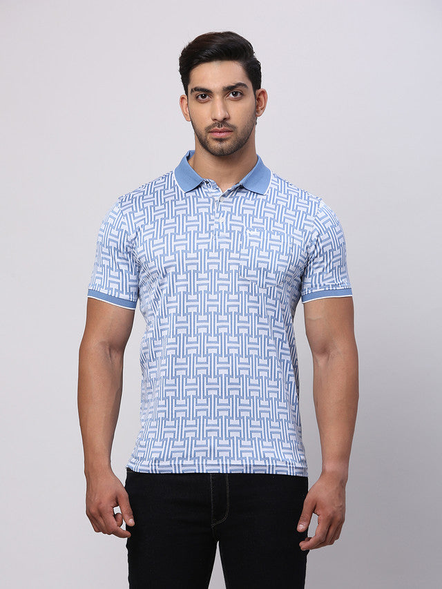 Park Avenue Grey Structure Slim Fit Cotton T-Shirt