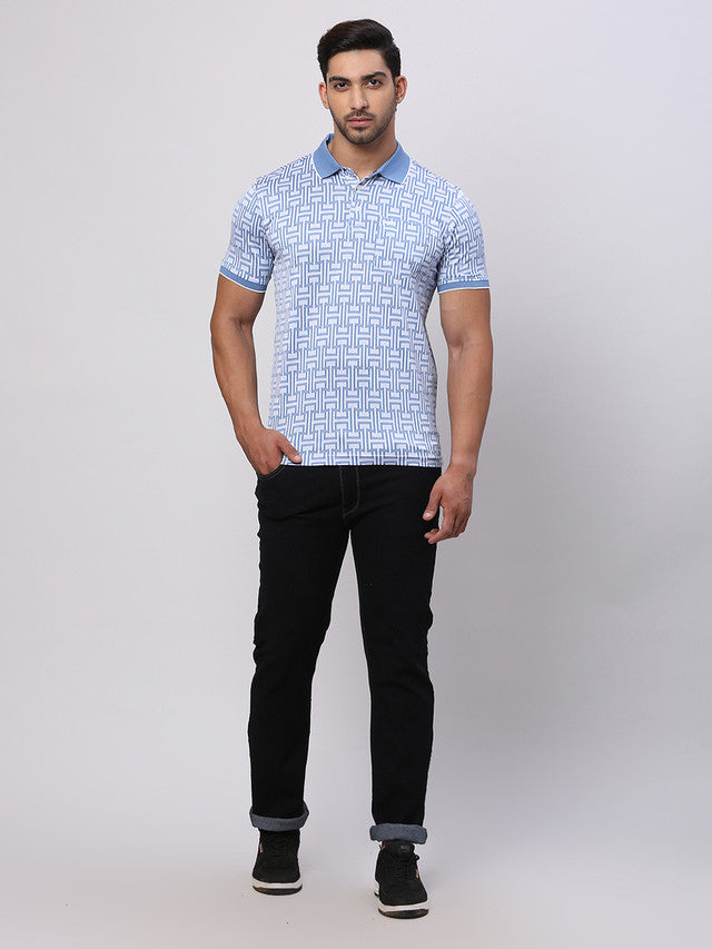 Park Avenue Grey Structure Slim Fit Cotton T-Shirt
