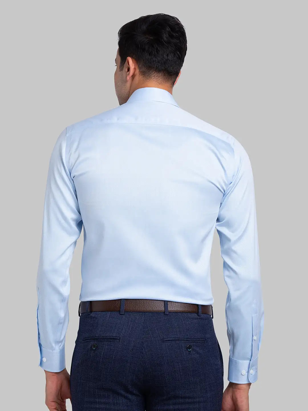 Men Blue Regular Fit Structure Cotton Full Sleeve Ainsley Collar Shirts