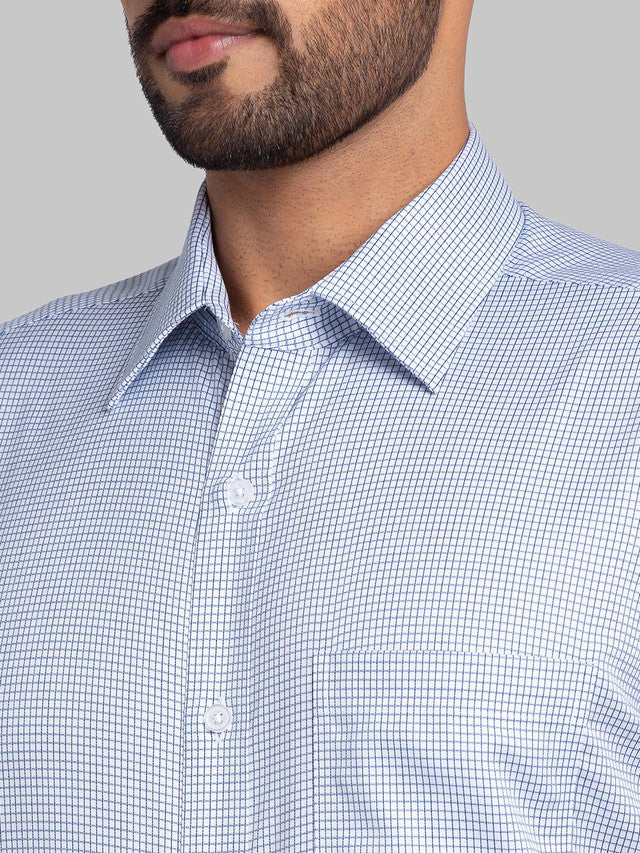Park Avenue Blue Checks Regular Fit Cotton Formal Shirt