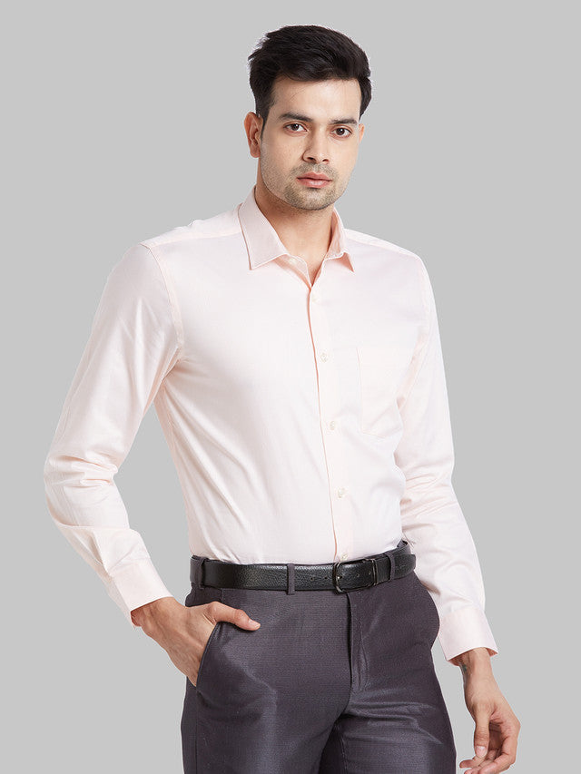 Park Avenue Men Orange Checkered Regular Fit Full Sleeve Semi Cut Away Collar Shirt