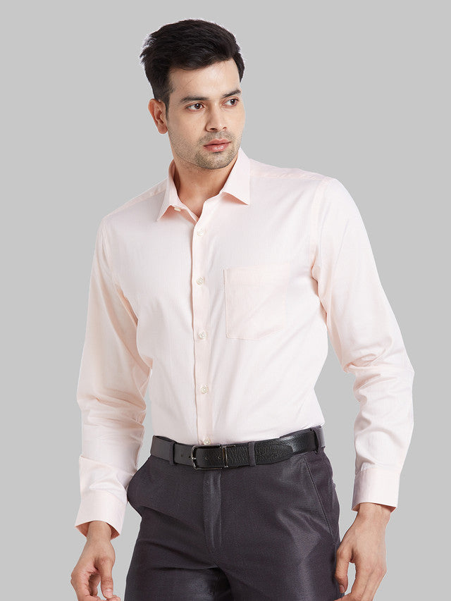 Park Avenue Men Orange Checkered Regular Fit Full Sleeve Semi Cut Away Collar Shirt