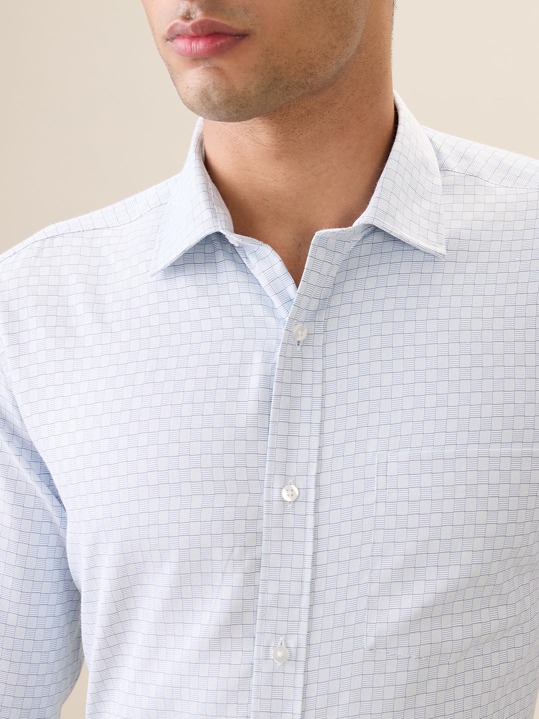 Park Avenue Men Green Checks Regular Fit Polyester Blend Full Sleeve Ainsley Collar Formal Shirt