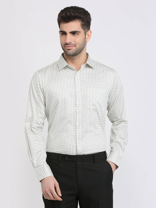 Park Avenue Men Brown Printed Regular Fit Cotton Formal Shirt