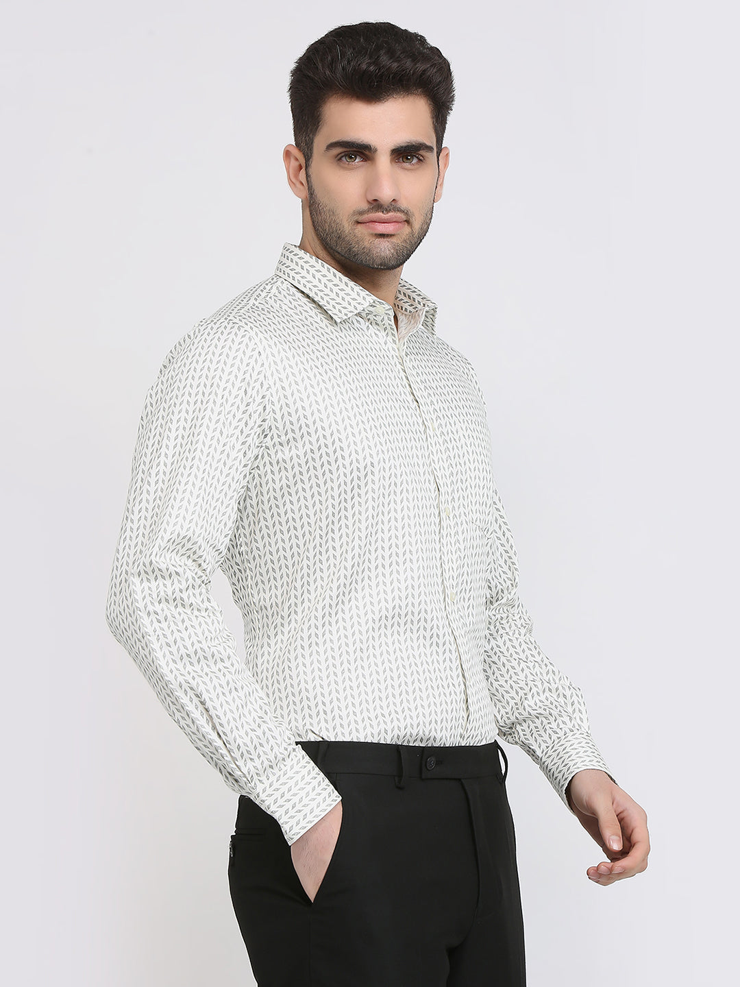 Park Avenue Men Brown Printed Regular Fit Cotton Formal Shirt