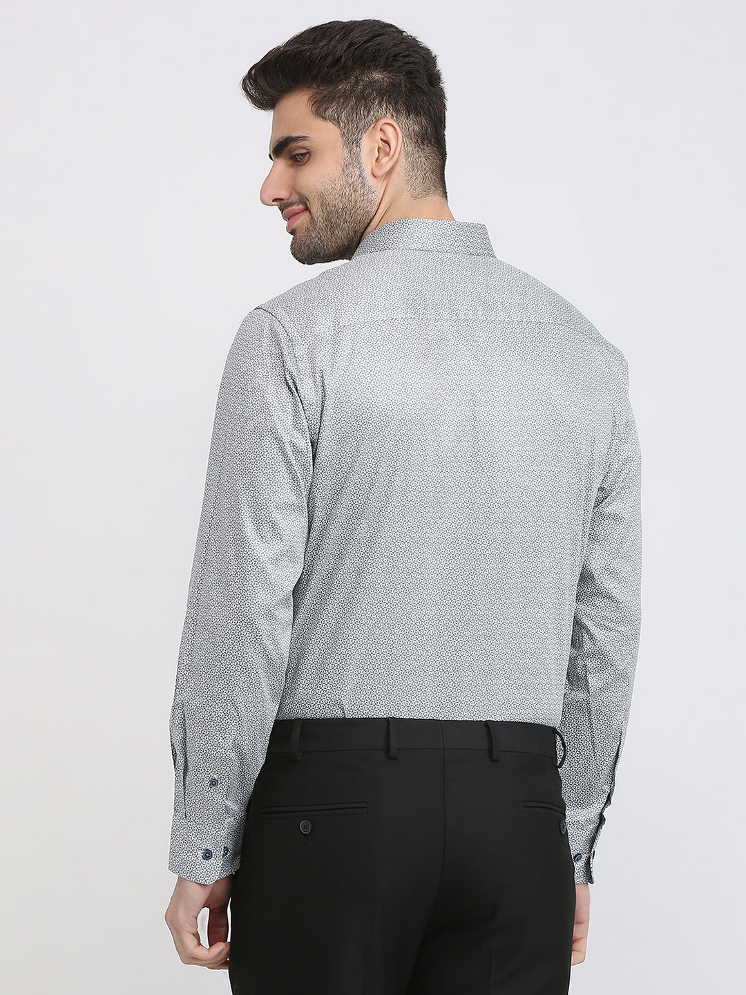 Park Avenue Men Green Printed Regular Fit Cotton Formal Shirt
