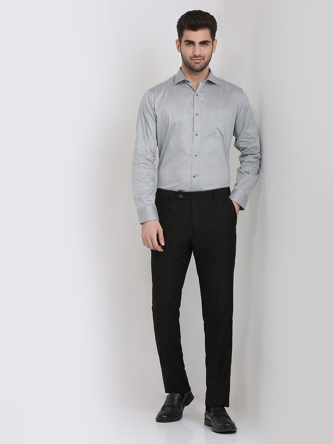Park Avenue Men Green Printed Regular Fit Cotton Formal Shirt