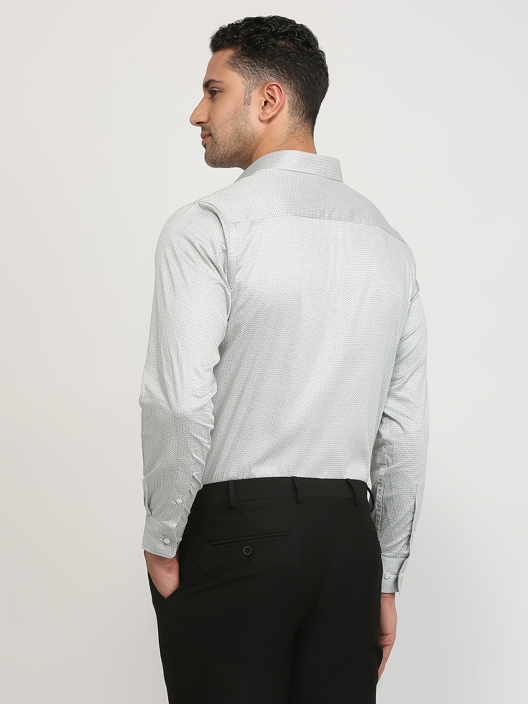 Park Avenue Men Grey Printed Regular Fit Cotton Formal Shirt