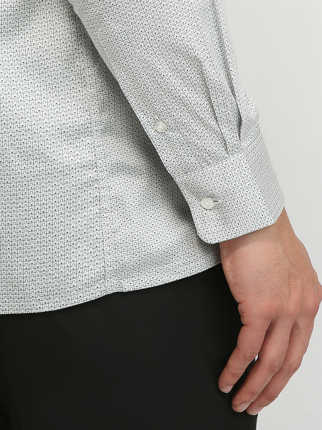 Park Avenue Men Grey Printed Regular Fit Cotton Formal Shirt