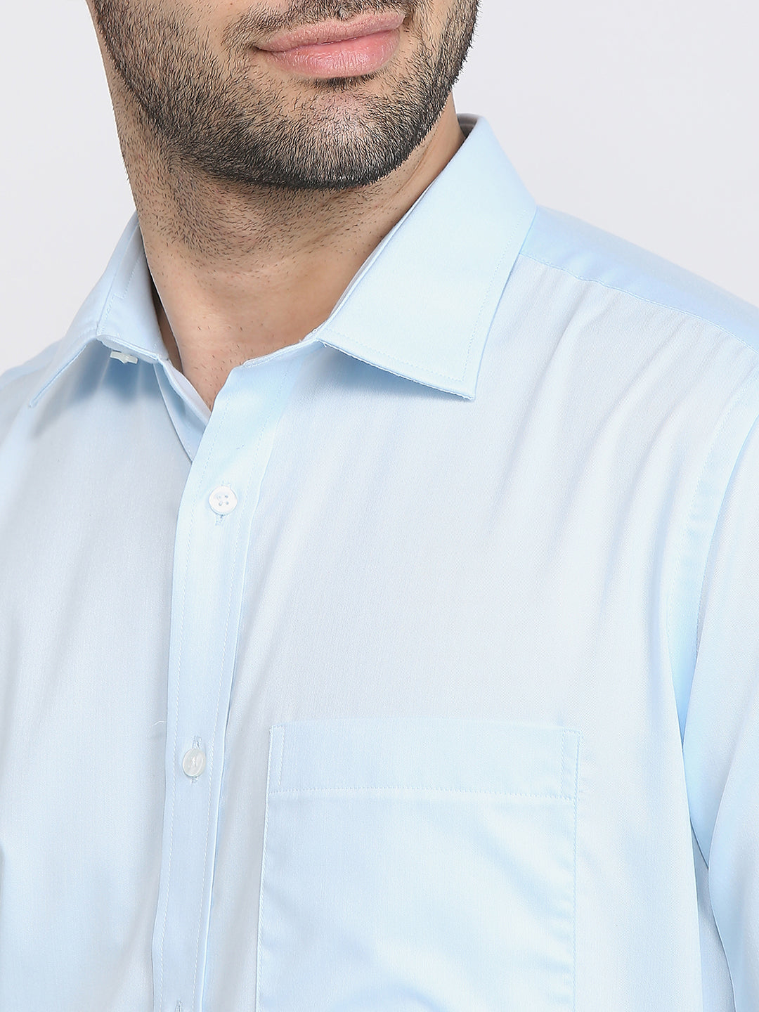 Park Avenue Men Blue Solid Regular Fit Cotton Blend Formal Shirt
