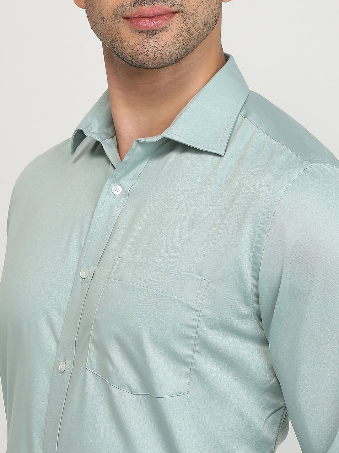 Park Avenue Men Blue Solid Regular Fit Cotton Blend Formal Shirt
