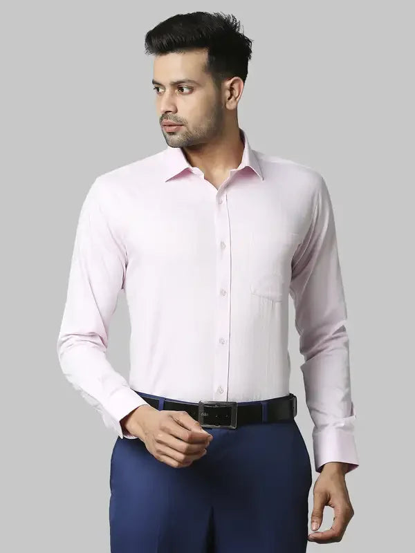 Men Blue Slim Fit Structure Cotton Shirts