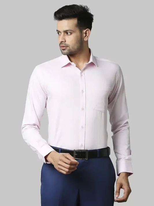 Men Blue Slim Fit Structure Cotton Shirts
