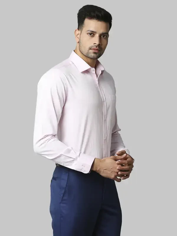 Men Blue Slim Fit Structure Cotton Shirts