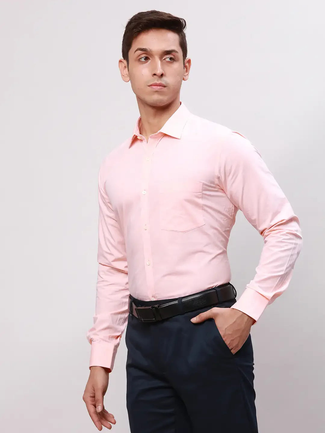 Park Avenue Men Orange Solid Slim Fit Cotton Shirt