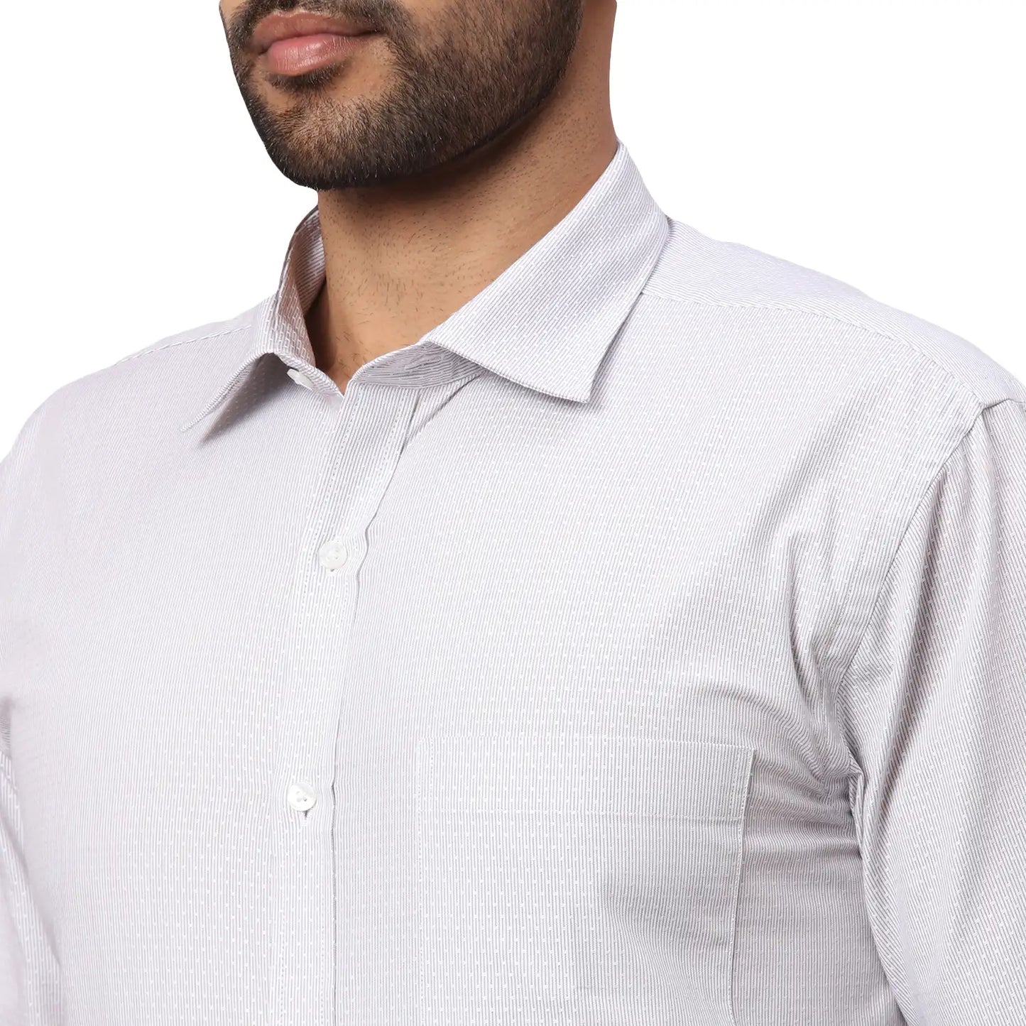 Men Grey Slim Fit Cotton Shirts
