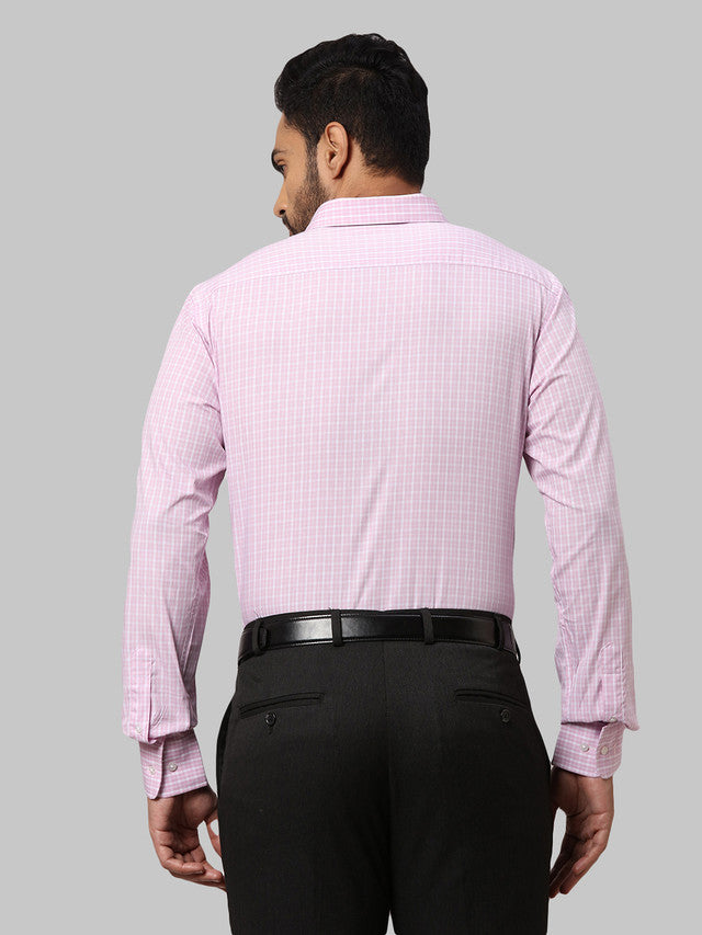 Park Avenue Men Pink Checkered Slim Fit Cotton Formal Shirt