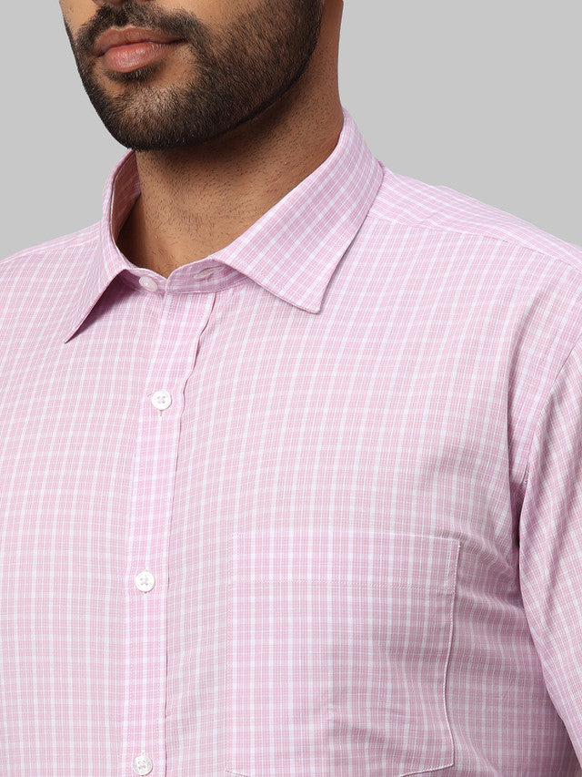 Park Avenue Men Pink Checkered Slim Fit Cotton Formal Shirt