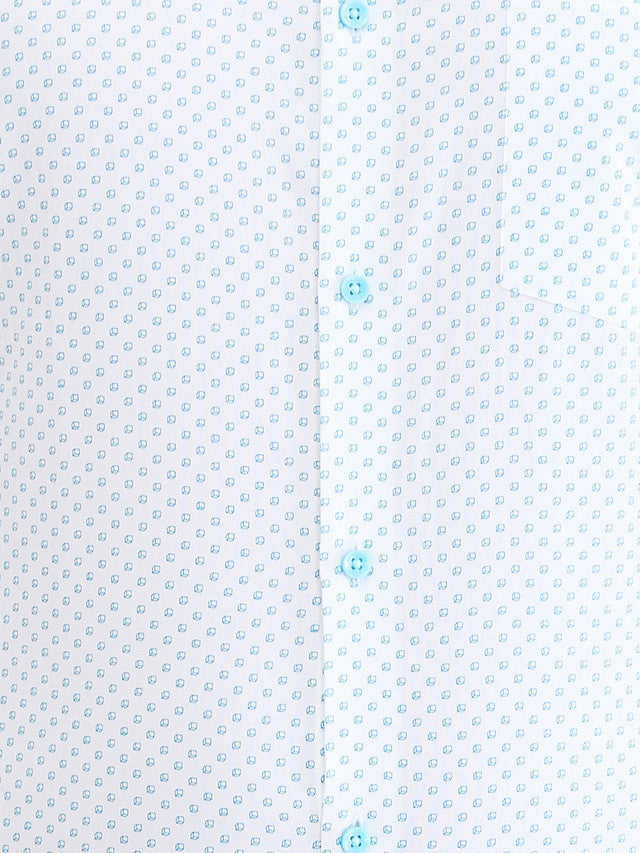 Park Avenue Blue Printed Slim Fit Cotton Formal Shirt