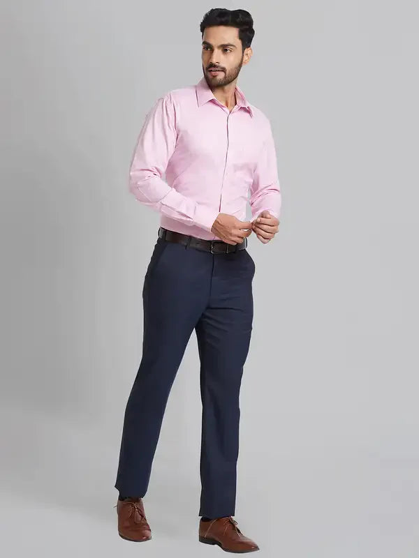Park Avenue Men Pink Checks Slim Fit Cotton Blend Formal Shirt