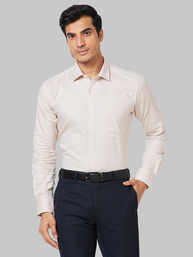 Park Avenue Men Brown Structure Slim Fit Cotton Formal Shirt