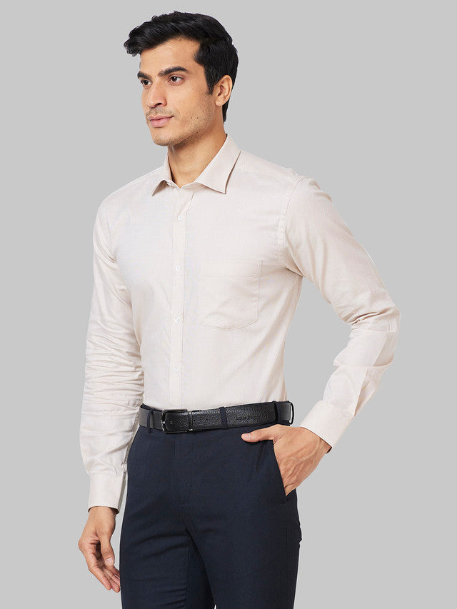 Park Avenue Men Brown Structure Slim Fit Cotton Formal Shirt