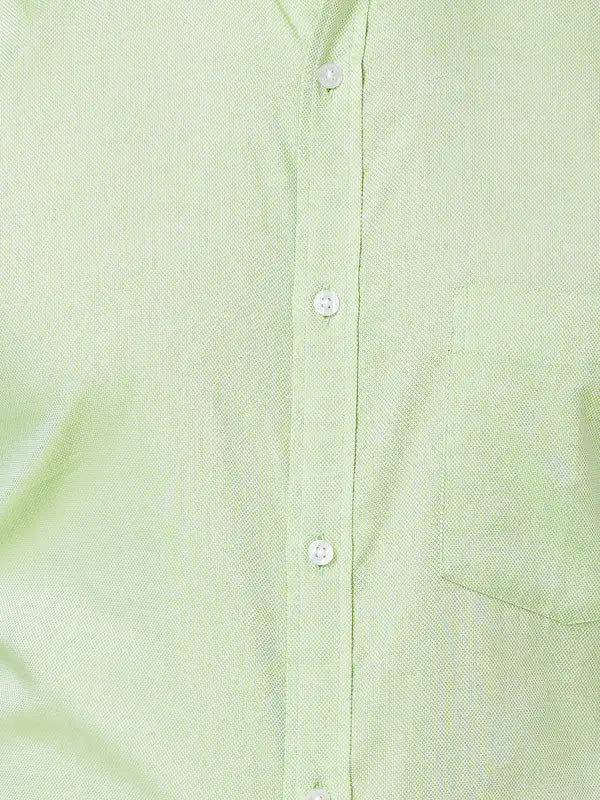 Men Green Slim Fit Structure Cotton Shirts