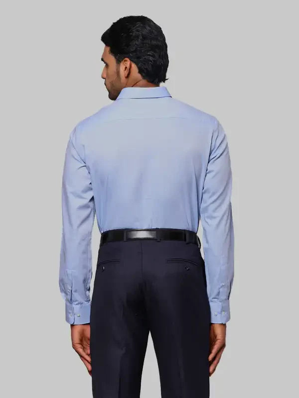 Men Blue Slim Fit Structure Cotton Shirts