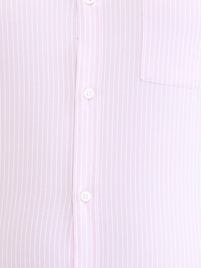Park Avenue Men Pink Striped Slim Fit Cotton Formal Shirt