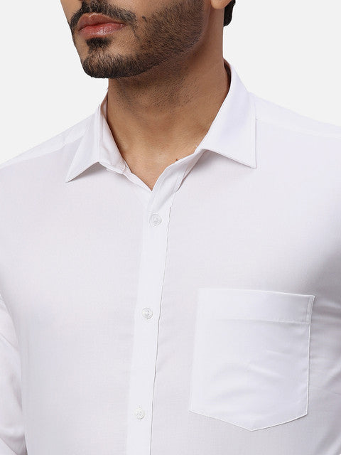 Park Avenue Men White Twill Slim Fit Cotton Formal Shirts