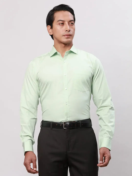 Park Avenue Men Green Solid Slim Fit Cotton Shirts