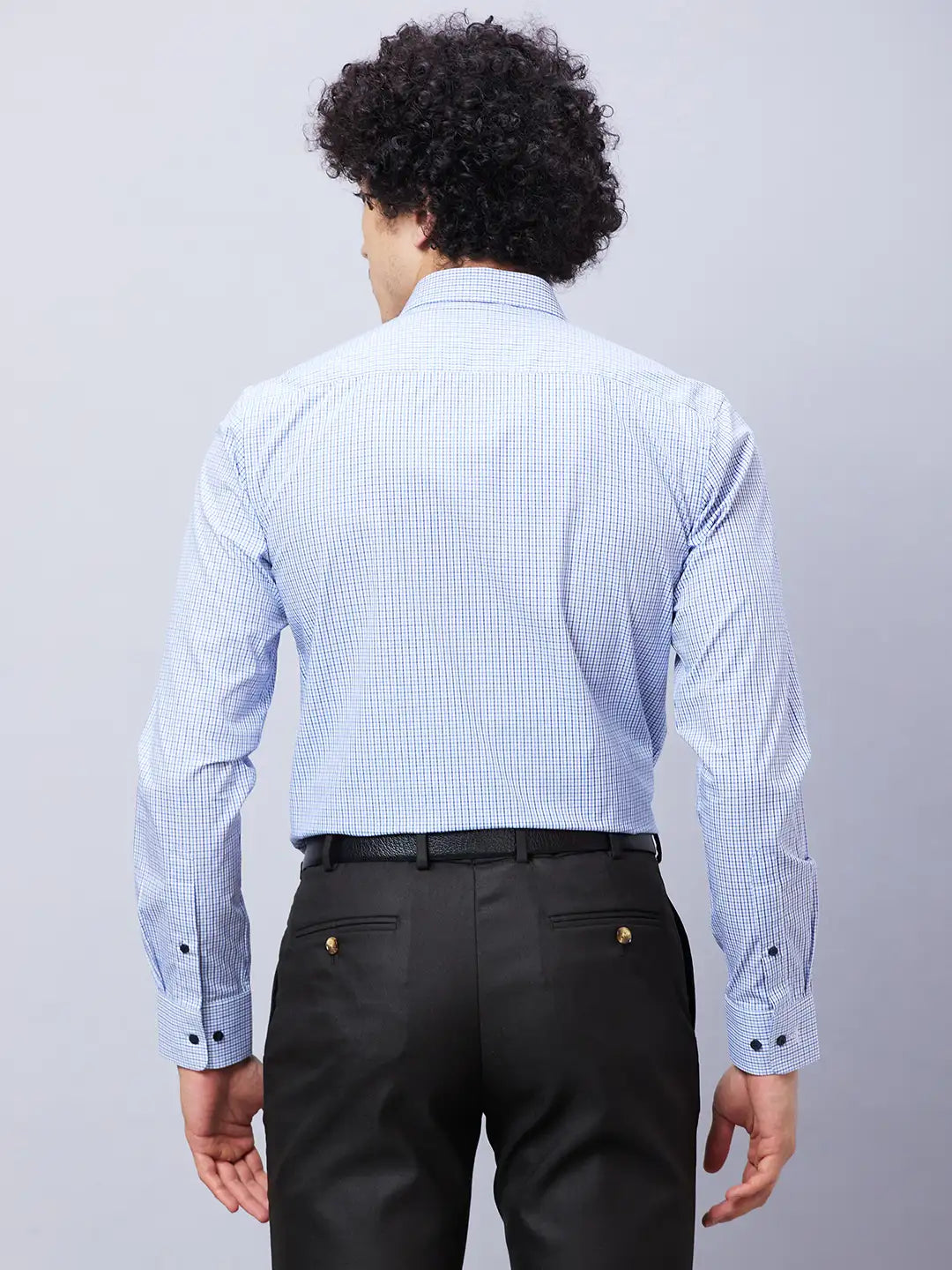 Park Avenue Men Blue Checks Slim Fit Cotton Shirts