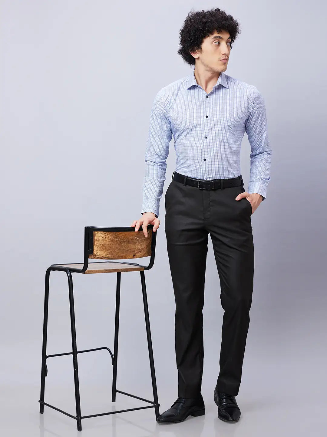 Park Avenue Men Blue Checks Slim Fit Cotton Shirts