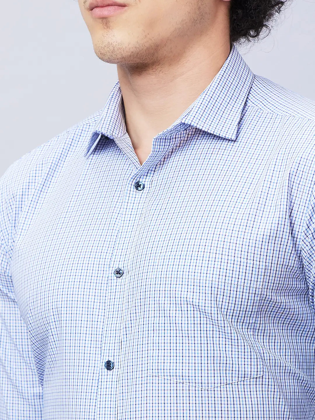 Park Avenue Men Blue Checks Slim Fit Cotton Shirts