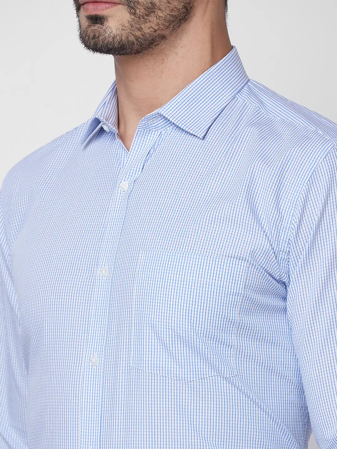 Park Avenue Men Blue Checks Slim Fit Cotton Shirt